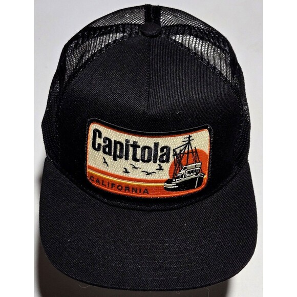 Bart Bridge Snapback Pocket Hat Black Trucker Patch Cap Capitola CA One Insert - Picture 3 of 10